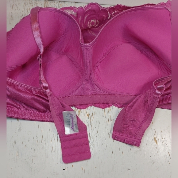 Amoureuse Bra Size 44C Pink Floral Lace Semi Sheer Wireless Back Closure Cami - Picture 5 of 12